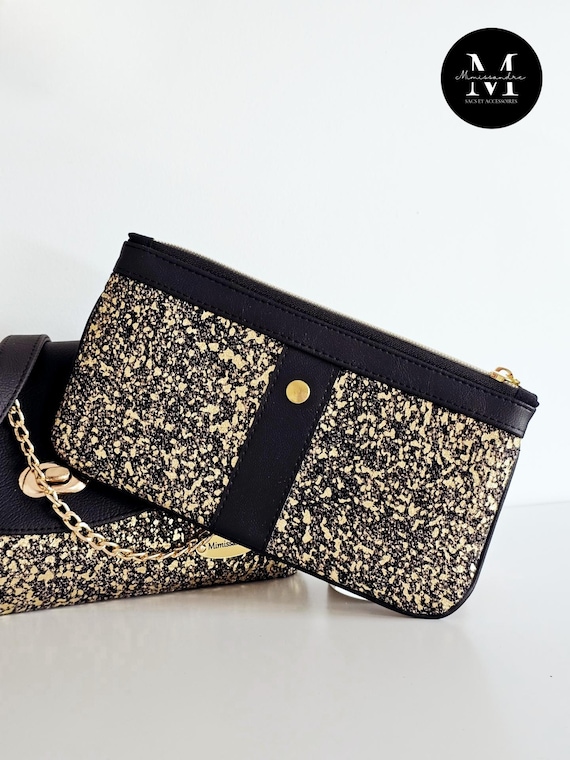 Elegant Black and Gold Clutch Black and Gold Swarovski Crystal Evening Clutch by Bobby  main image 4