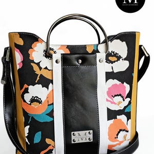 Floral Handbag, Women&#39;s Crossbody Bag, Shoulder Bag, Cotton Canvas Tote Bag, Women&#39;s Birthday Gift, hand-sewn, unique piece.