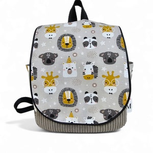 sac à dos enfant-sac à dos maternelle-crèche-nounou-sac d'école-velours côtelé-personnalisable-cousu main