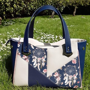 bolsa-bolsa feminina-imitação azul marinho, apanhador de sonhos de areia-usada no ombro-costurada à mão-saco exclusivo-grande capacidade