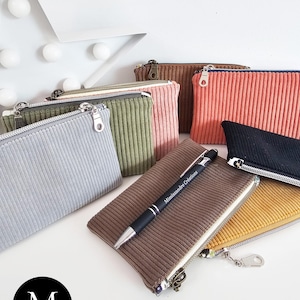 Petite pochette Velours Côtelé Personnalisable | Porte-Monnaie | Mini Trousse | Accessoire Sac | Cadeau Femme | Multi-Couleurs | cousu main