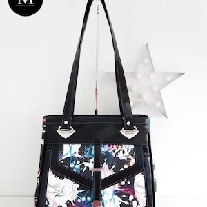 Sac à main spacieux "zafiro"-Sac porté épaule grand format-Sac à main femme simili imprimé original & Pratique- multipoche-cousu main.