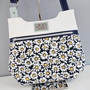 Sac à main bandoulière femme Marguerite Bohème-Léger & Pratique pour l'été-Sac à main printanier en simili cuir et toile enduite-cousu main