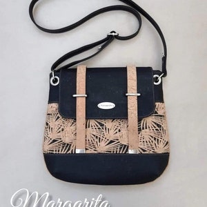 schwarze Kork-Damenhandtasche - verstellbarer Schultergurt - vegan und umweltfreundlich - elegant und praktisch - für den täglichen Gebrauch - Reißverschlusstasche - handgefertigt