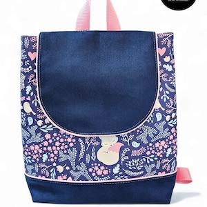 sac à dos enfant-sac à dos maternelle-crèche-nounou-sac d'école-simili renarde-suédine-personnalisable-cousu main