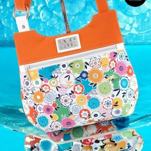 Sac à main-sac à main femme-sac coloré-simili orange-coton imprimé floral multicolore-sac bandoulière-sac original-cousu main-mimissandre