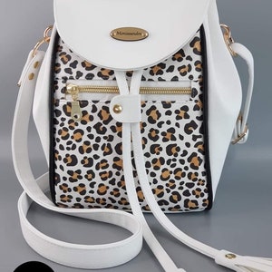 Mini sac Léopard blanc-simili-imprimé animal-élégant-tendance-compact & pratique-bandoulière réglable-cousu main
