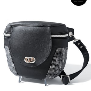 sac banane femme-sac banane-sac à main-bandoulière réglable-sac banane élégant-simili cuir-tweed 100% laine vierge-original-cousu main