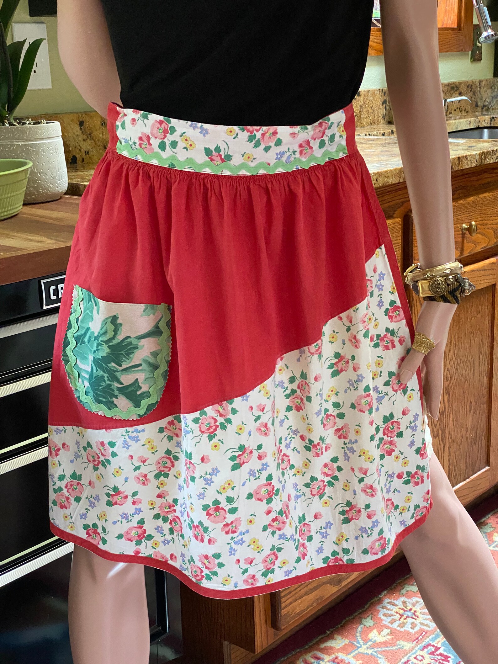 Retro Womens Half Aprons. Cotton half apron for women. Red Etsy