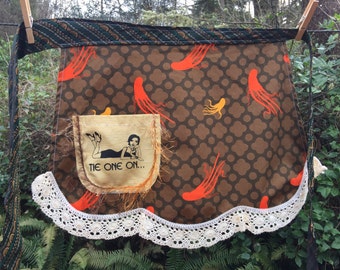 Retro Squid Apron: 80's Style Half Apron with Pocket