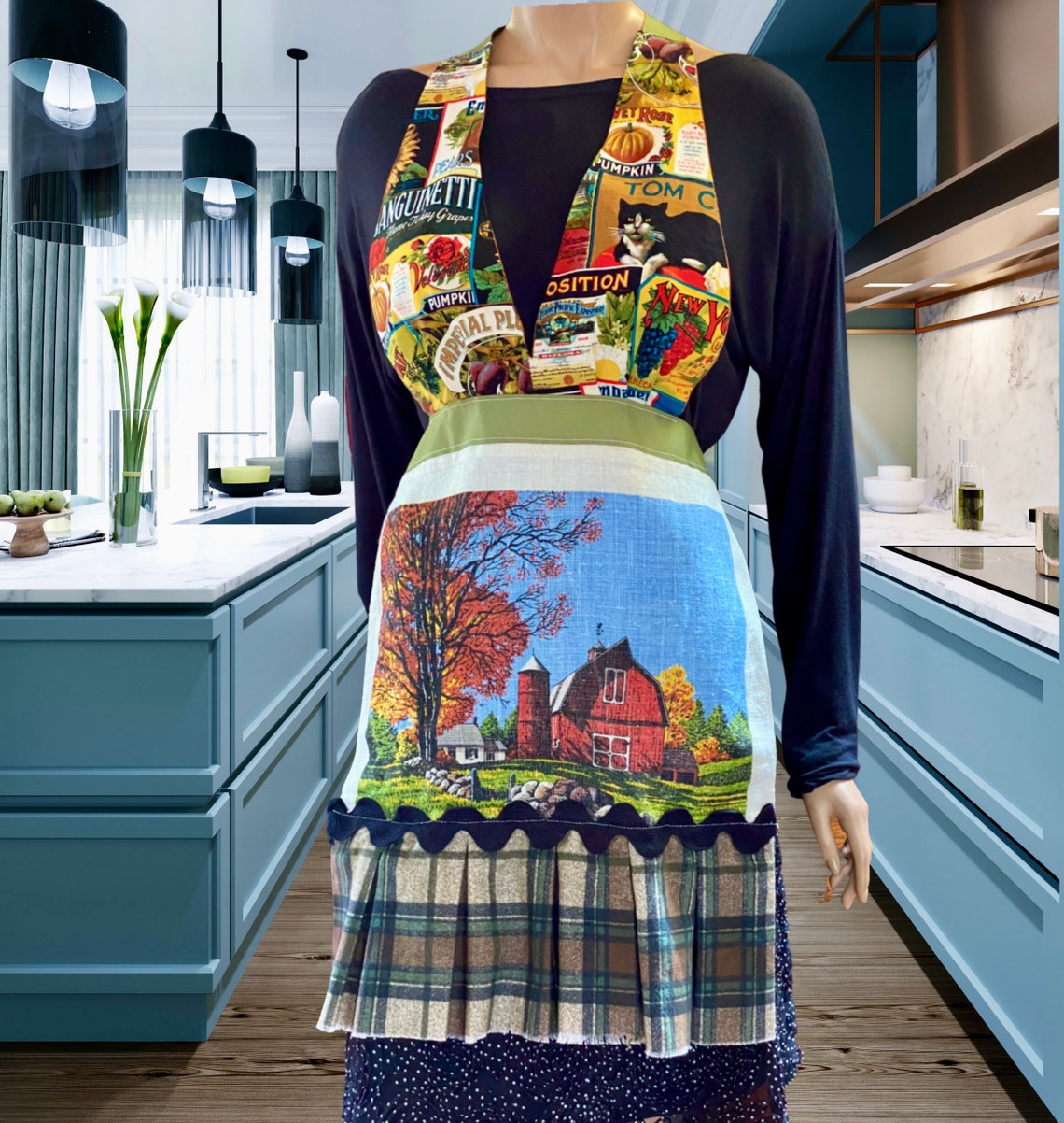 Fun Vintage Womens Apron Country apron Cute halter apron with Etsy