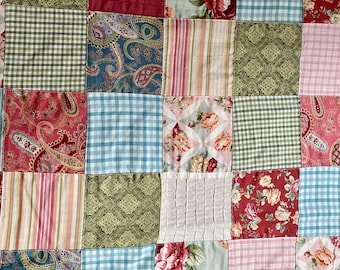 Quilted Patchwork Fabric.  Floral, Gingham, Paisley Prints (100% Cotton)