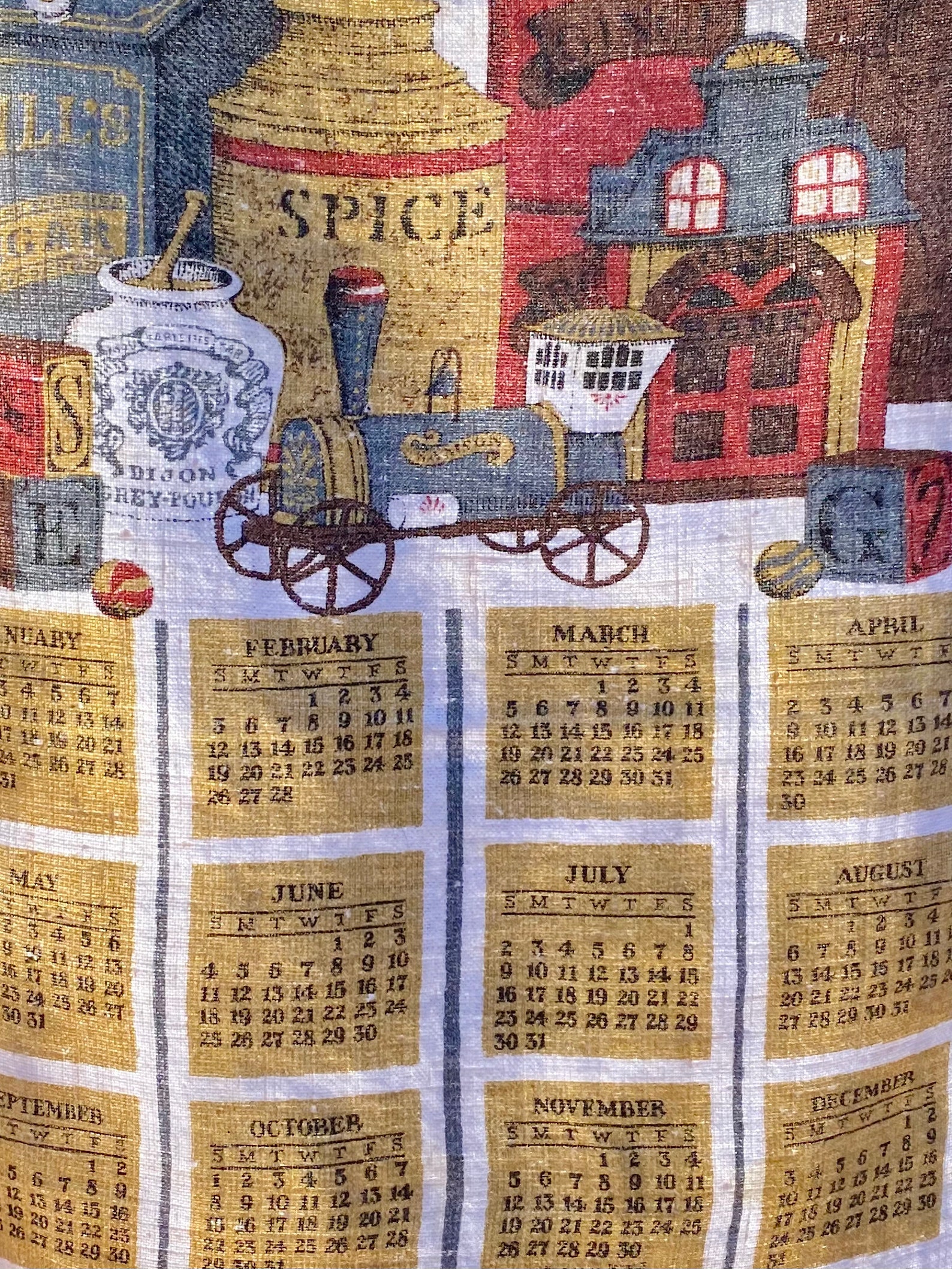 Vintage linen kitchen towel. 1978 kitchen calendar towel. | Etsy