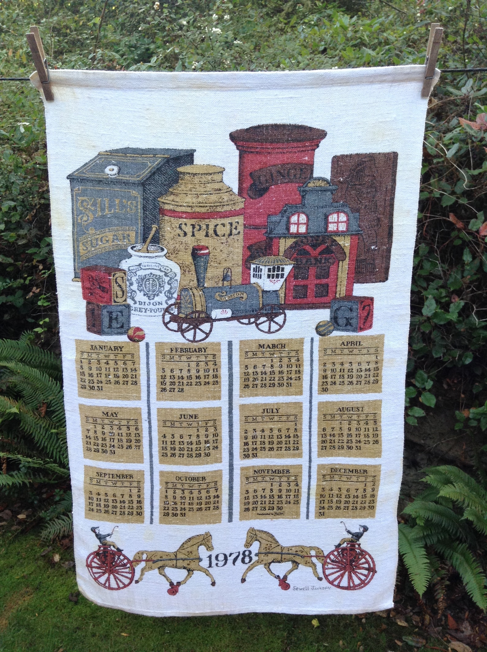 Vintage linen kitchen towel. 1978 kitchen calendar towel. Etsy