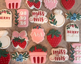 Berry in Love- Custom Bridal Shower Cookies