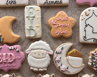 Eid Mubarak Cookie Set: Handmade Sugar Cookies, PYO Design