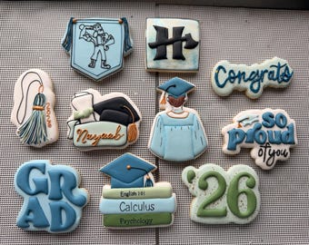 12 Custom Graduation Cookies- Can be customized to what you need!