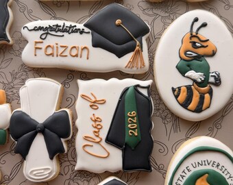 12 Custom Graduation Cookies- Can be customized to what you need!