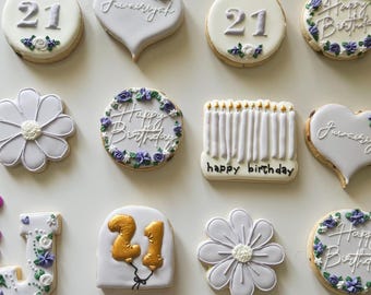 12 Happy Birthday Custom sugar cookies- Design your own: birthday