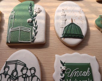 Hajj/Umrah Mubarak Cookie Set: Handmade Sugar Cookies, Kaaba Design