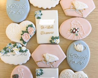 Custom Bridal Shower Cookies: Wedding Celebration Favors