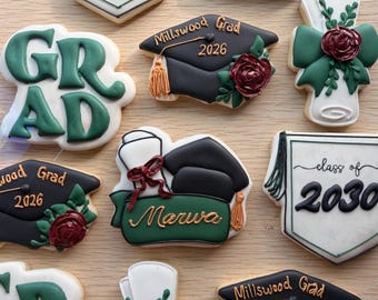 12 Custom Graduation Cookies- Can be customized to what you need!