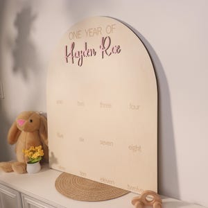 One Year of Wooden Photo Board,Milestone Board,1st Birthday Board,First Birthday Decorations,Photo Collage,12 Months Photo Banner, Year Sign