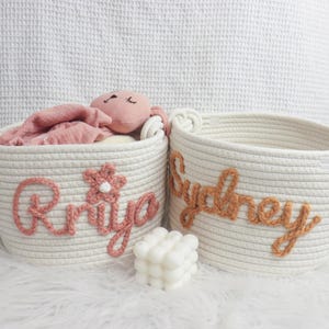 Benutzerdefinierte Babyparty Geschenkkorb, Junge Mädchen Spielzeug Lagerung, Seil Baumwolle Baby Geschenkkorb, Neugeborenen Geschenk, Baby Namen Geschenk, Neugeborene Stricken Taufe
