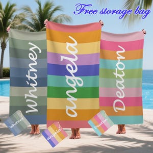 Customized Name Rainbow Beach Towel,Personalized Kids Name Towels,Rainbow Beach Towel,Colorful Pool Beach Towels,Personalized Beach Towel