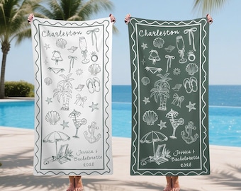 Custom Bridesmaid Beach Towel,Personalized Bachelorette Towel,Bride Tribe Pool Towel,Beach Weekend Gift for Bridesmaid,Bridal Shower Favor.