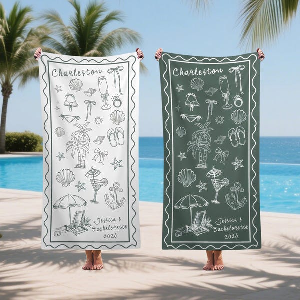 Custom Bridesmaid Beach Towel,Personalized Bachelorette Towel,Bride Tribe Pool Towel,Beach Weekend Gift for Bridesmaid,Bridal Shower Favor.