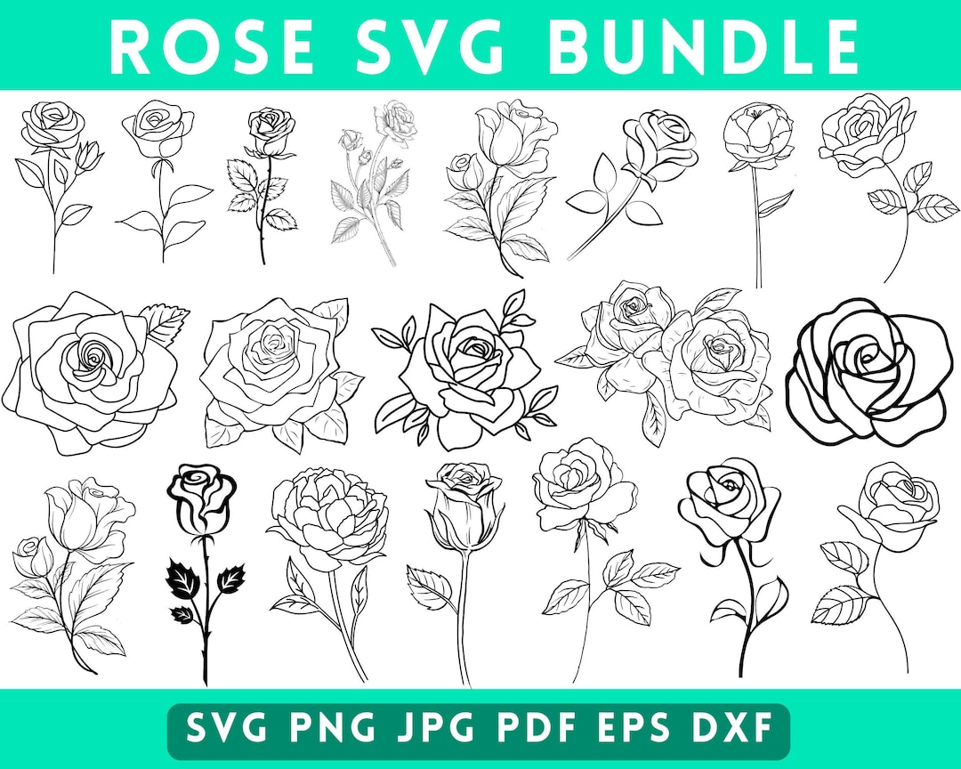 Rose SVG Bundle: Floral Clipart for Cricut, Silhouette (PNG, Dxf Files ...