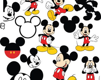 Mickey Mouse SVG Bundle | Disney Mickey Clipart PNG DXF | Cute Mickey Mouse Cricut Files for T-Shirts & Birthday Crafts,
