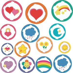 Paquete de insignias de barriga de los osos cariñosos SVG PNG, archivos digitales para Cricut y Silhouette, imágenes prediseñadas de insignias de los osos cariñosos, diseños Cameo de osos cariñosos, instantáneas
