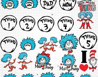 Thing 1 Thing 2 Svg Png Bundle,Thing 1 and Thing 2 Svg Cut Files, Thing 1 and Thing 2 Cat in the Hat Svg,Layered Svg .Png,Thing 1 Mom Svg,
