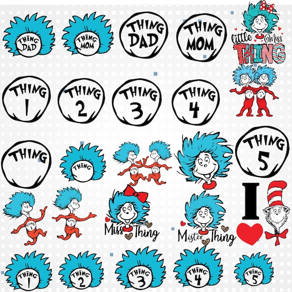 Thing 1 Thing 2 SVG Bundle: Dr. Seuss Cut Files (Digital Download)
