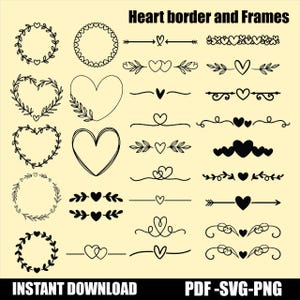 Heart border svg-Png bundle,Hart Svg,heart text divider svg,heart wreath svg,valentine day svg,wedding dividers svg,Hand Drawn Heart Borders