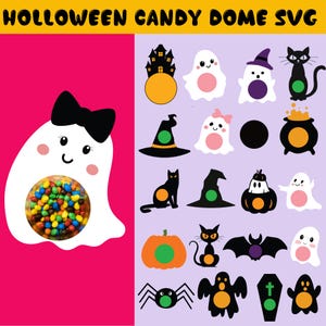 Halloween Candy Dome Svg/Png Bundle, Trick or Treat Gifts, SVG for Sweet Delights,Candy Ornaments SVG,Halloween Candy Holder SVG, Gift