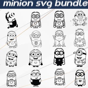 Paquete svg de cara de Minion, SVG de Minion, cara de Minion divertida, archivo de corte de minion para circuito, ojos de Minion, archivos para silueta, descarga instantánea.