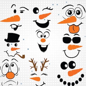 Paquete de caras de muñeco de nieve Svg PNG, muñeco de nieve Svg, Navidad Svg, cara de muñeco de nieve Png, archivos de corte digital de hombre de nieve navideño, descarga instantánea.