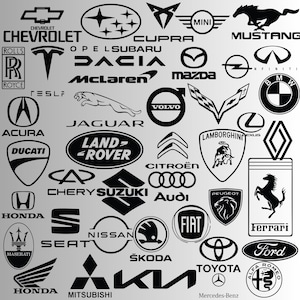Pakiet logo samochodu SVG, projekt logo samochodu, tabliczka z logo samochodów SVG, logo samochodów, pliki do cięcia sylwetki Cricut, natychmiastowe pobieranie.