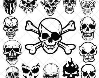 トライバルスカル svg dxf png、タトゥーデザインスカルクリップ