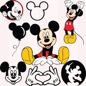 Mickey Mouse SVG Bundle | Disney Mickey Clipart PNG DXF | Cute Mickey Mouse Cricut Files for T-Shirts & Birthday Crafts,