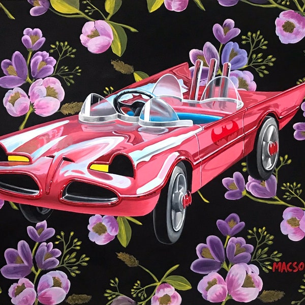 Giclée 14x11 Pink 1966 Car  Art Painting Paper Print
