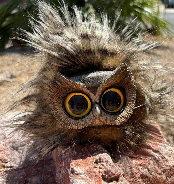 Baby Owl Chick Doll Brown Gray Resin Fantasy Art Doll - Etsy