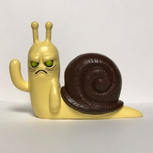 Double-sided Happy and Possessed Kawaii Snail Reversible Resin Sculpture