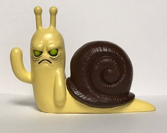 Double-sided Happy and Possessed Kawaii Snail Reversible Resin Sculpture