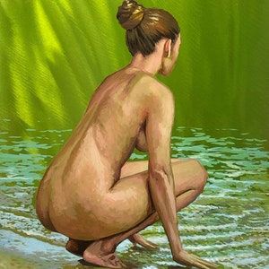 Original Figure Painting Green Metal Art