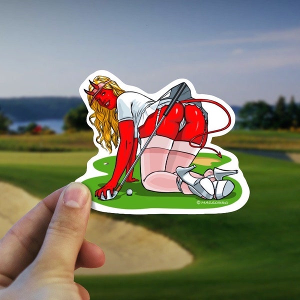 4” Sticker of A Devil Golf Queen Ready to Play Girl Sexy Sticker