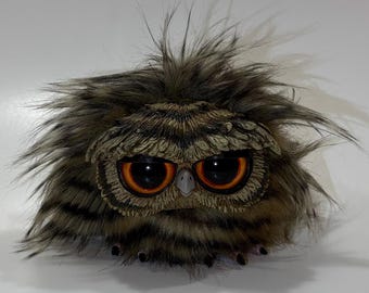 Baby Owl chick Doll brown gray Resin Fantasy Art Doll